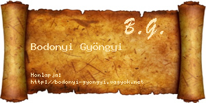 Bodonyi Gyöngyi névjegykártya